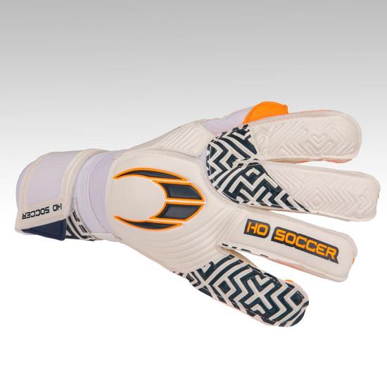 Sarung Tangan Kiper HO Soccer One Roll Neg White Orange 520189