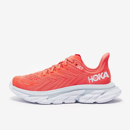 Sepatu Lari Womens Hoka Clifton Edge Hot Coral White 1110511-HCWH