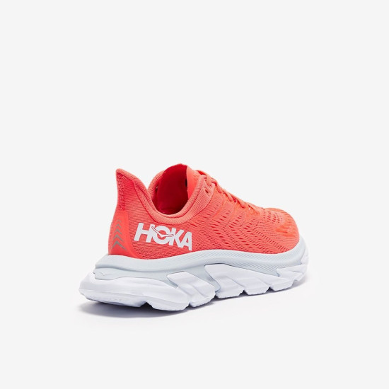 Sepatu Lari Womens Hoka Clifton Edge Hot Coral White 1110511-HCWH