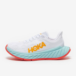 Sepatu Lari Womens Hoka Carbon X 2 White Blazing Orange 1113527-WBOR