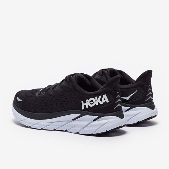 Sepatu Lari Womens Hoka Clifton 8 Black White 1119394-BWHT