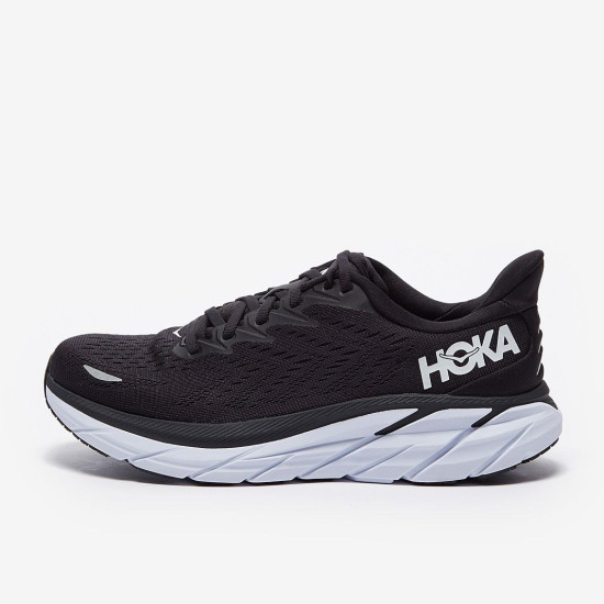 Sepatu Lari Womens Hoka Clifton 8 Black White 1119394-BWHT