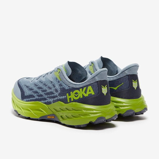 Sepatu Lari Hoka Speedgoat 5 Wide Stone Blue Dark Citron 1123159-SBDCT