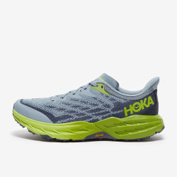 Sepatu Lari Hoka Speedgoat 5 Wide Stone Blue Dark Citron 1123159-SBDCT