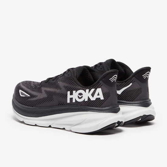 Sepatu Lari Womens Hoka Clifton 9 Black White 1127896-BWHT