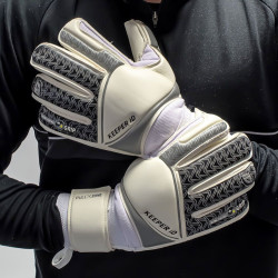 Sarung Tangan Kiper Keeper ID Goalproof Pro Roll Finger White Silver Black KP2101