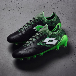 Sepatu Bola Lotto Stadio 100 II FG Black White Spring Green 211629-1I3