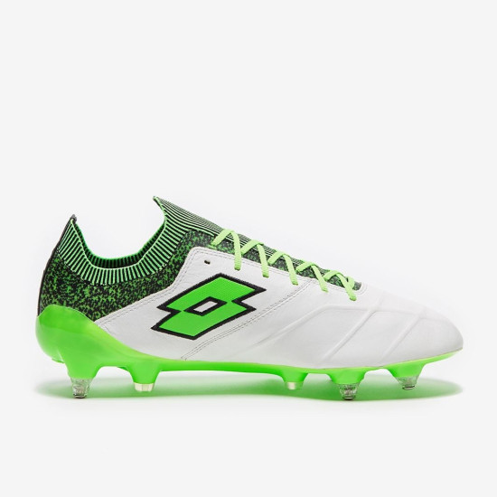 Sepatu Bola Lotto Stadio 100 II SG White Black Spring Green 211630-1XE