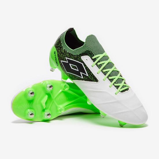 Sepatu Bola Lotto Stadio 100 II SG White Black Spring Green 211630-1XE