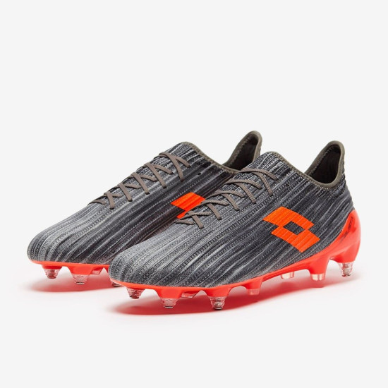 Sepatu Bola Lotto Solista 200 III SG Cool Grey Orange Fluo 212377-5JK