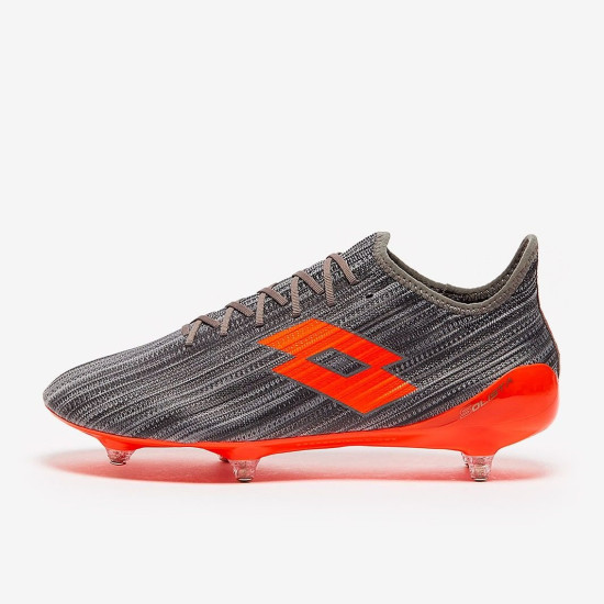 Sepatu Bola Lotto Solista 200 III SG Cool Grey Orange Fluo Gravity Titan 213409_5JK