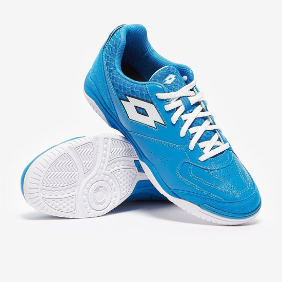 Sepatu Futsal Lotto Tacto 200 V Indoor Diva Blue All White All Black 214586-88F