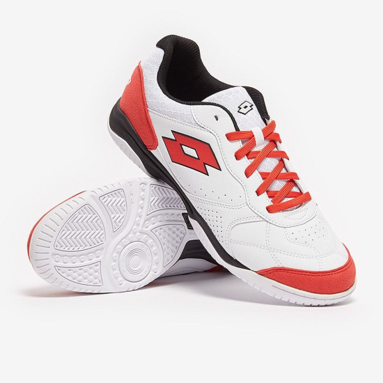 Sepatu Futsal Lotto Tacto 300 VI Indoor All White Cliff Red All Black 214588-1ZT