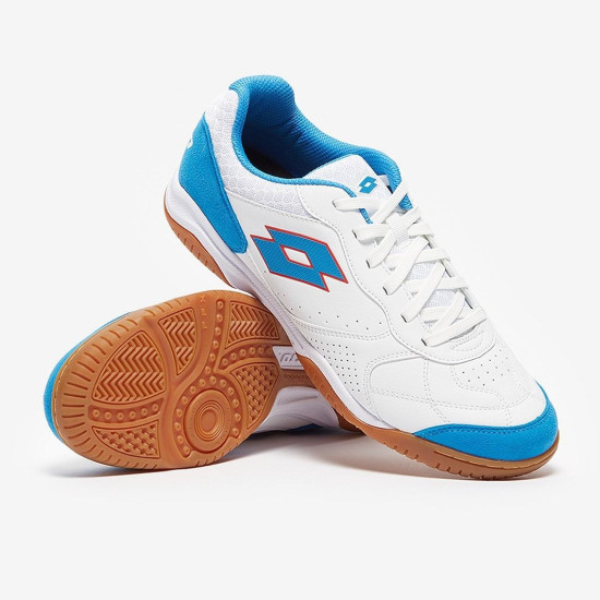 Sepatu Futsal Lotto Tacto 300 VI Indoor All White Diva Blue Cliff Red 214588-88G