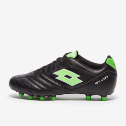 Sepatu Bola Lotto Stadio 300 III FG Black Spring Green 214602-1NI