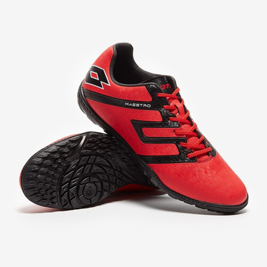 Sepatu Futsal Lotto Maestro 700 IV Turf Flame Red All Black 214642-1OY