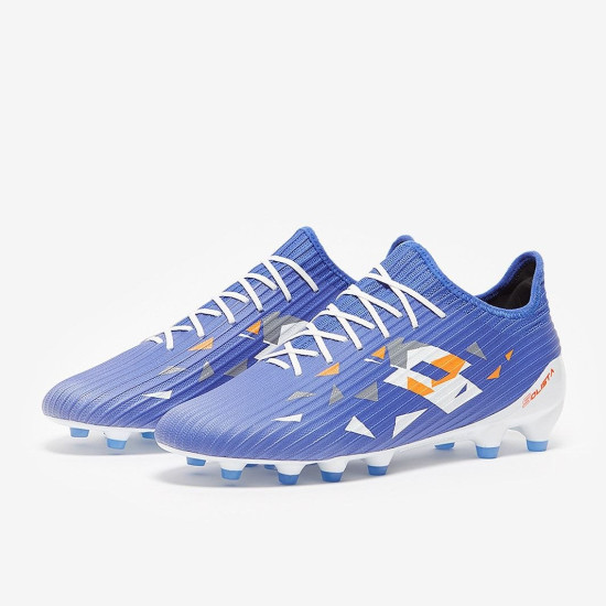 Sepatu Bola Lotto Solista 200 IV FG Amparo Blue All White Orange Beat 216461-8SK