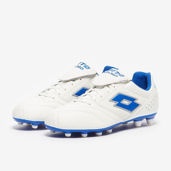 Sepatu Bola Lotto Stadio 200 III FG All White Pacific Blue 218126-1X5