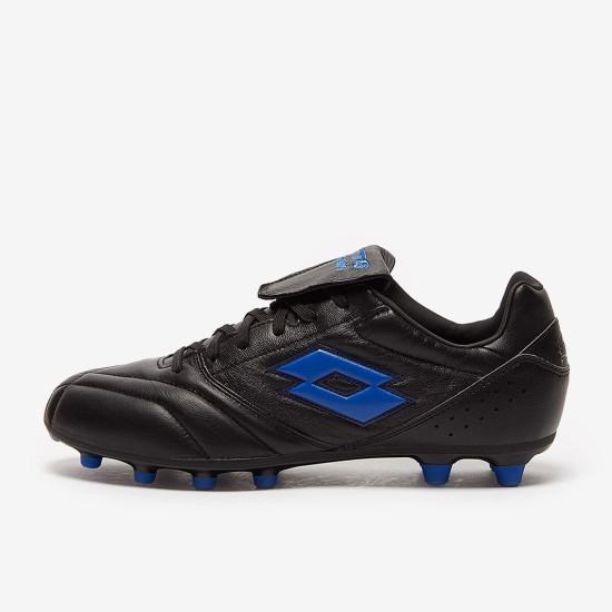 Sepatu Bola Lotto Stadio 200 III FG All Black Pacific Blue 218126-2CA