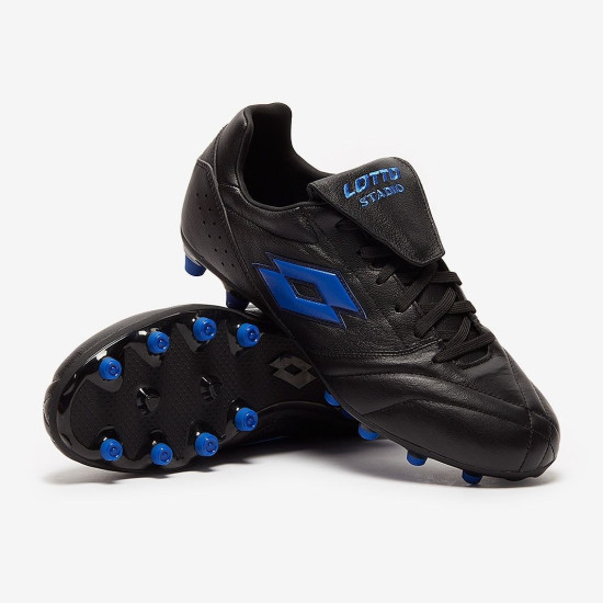 Sepatu Bola Lotto Stadio 200 III FG All Black Pacific Blue 218126-2CA