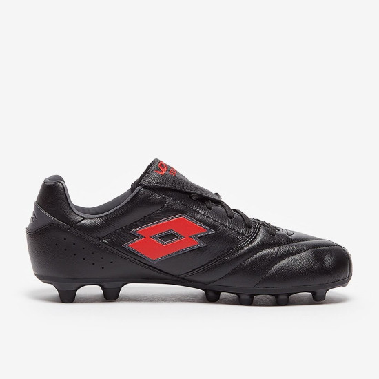 Sepatu Bola Lotto Stadio 200 III FG All Black Flame Red 218126-2DN