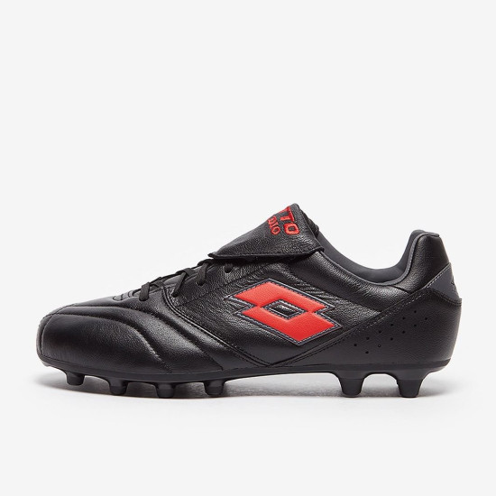 Sepatu Bola Lotto Stadio 200 III FG All Black Flame Red 218126-2DN