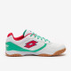 Sepatu Futsal Lotto Tacto 300 VII Indoor White Red Poppy Green 218146-9GP