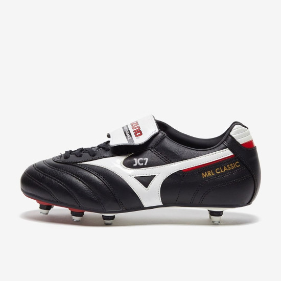 Sepatu Bola Mizuno Morelia Classic SG Football Boots Black White Red 12KS974-01
