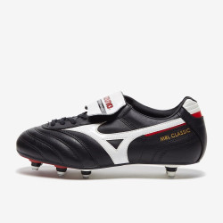 Sepatu Bola Mizuno Morelia Classic SG Football Boots Black White Red 12KS974-01