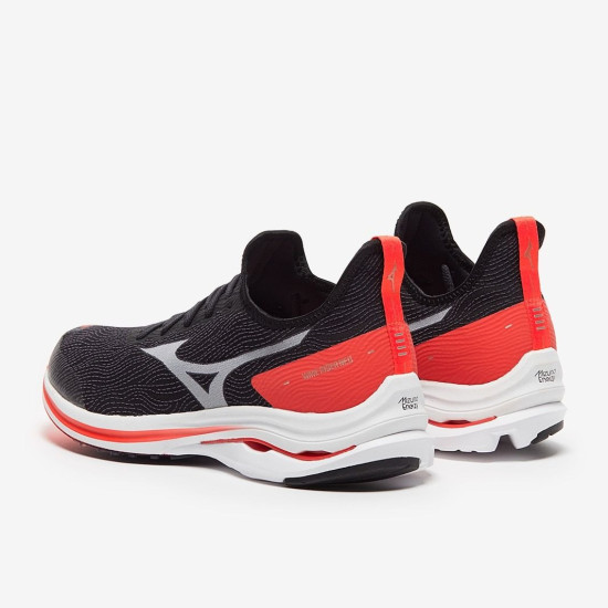 Sepatu Lari Mizuno Wave Rider Neo Black White Ignition Red J1GC2078