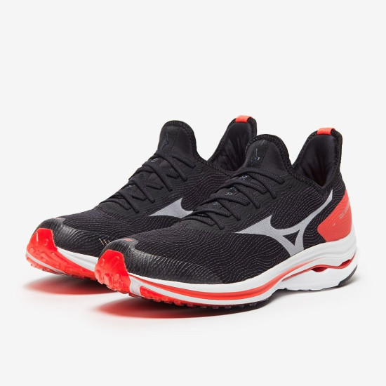 Sepatu Lari Mizuno Wave Rider Neo Black White Ignition Red J1GC2078