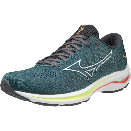 Sepatu Lari Mizuno Wave Rider 25 Smoke Blue White Neon Lime J1GC2103 01-7