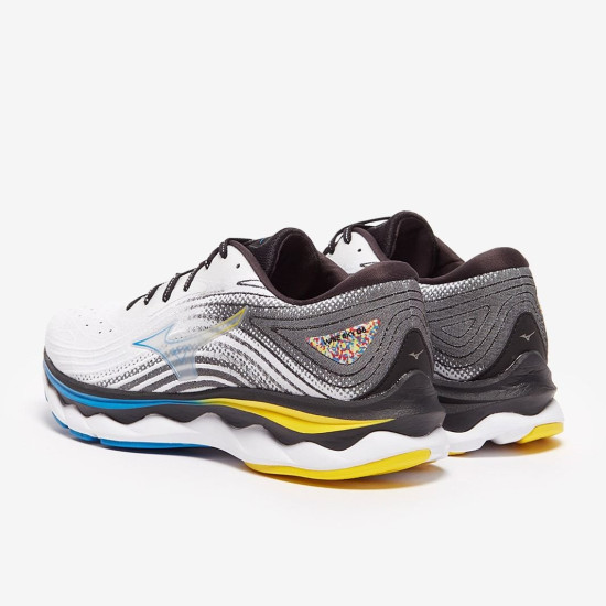 Sepatu Lari Mizuno Wave Sky 6 White Cyber Yellow Indigo Bunting J1GC2202-01