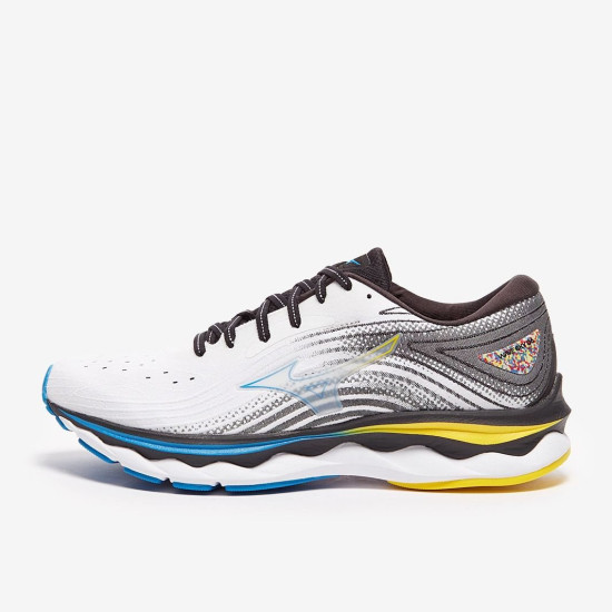 Sepatu Lari Mizuno Wave Sky 6 White Cyber Yellow Indigo Bunting J1GC2202-01