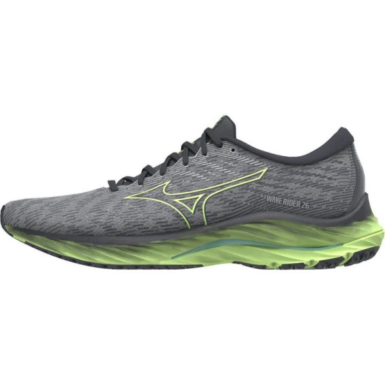 Sepatu Lari Mizuno Wave Rider 26 Ultimate Grey Neon Lime Ebony J1GC2203 10-7