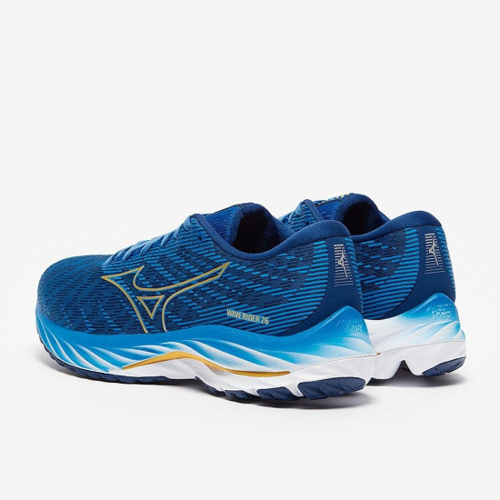 Sepatu Lari Mizuno Wave Rider 26 Snorkel Blue MP Gold Estate Blue J1GC2203-53