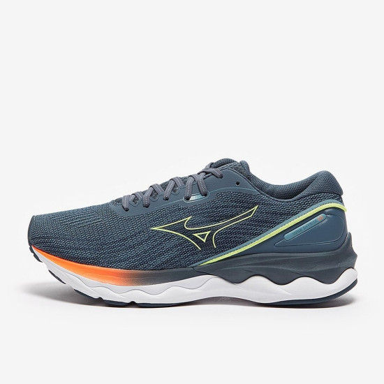 Sepatu Lari Mizuno Wave Skyrise 3 Smoke Blue Neo Lime Neon Flame J1GC2209-81