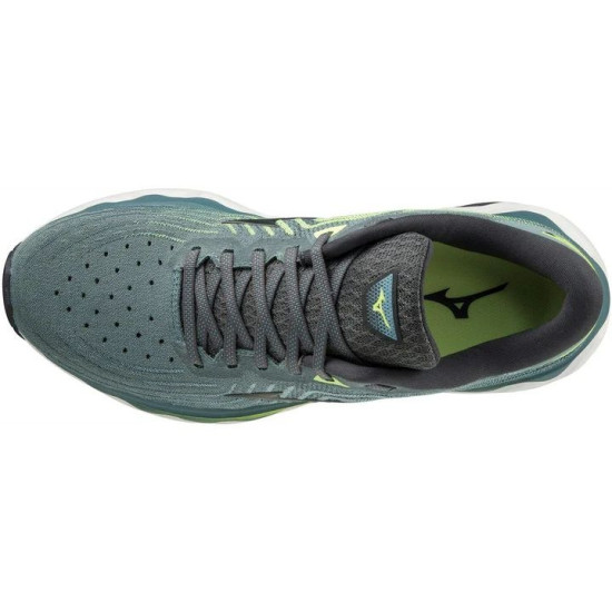 Sepatu Lari Mizuno Wave Horizon 6 Smoke Blue Ebony Neo Lime J1GC2226 15-7