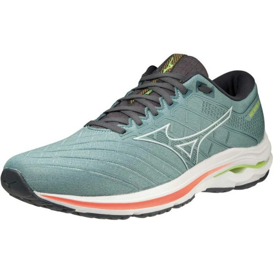 Sepatu Lari Mizuno Wave Inspire 18 Smoke Blue White Neon Flame J1GC2244 01-7