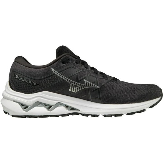 Sepatu Lari Mizuno Wave Inspire 18 Wide Fit (2E) Black Silver Ebony J1GC2245 04-7