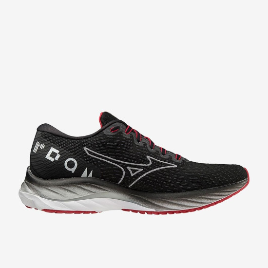 Sepatu Lari Mizuno Wave Rider 26 AMST Black White Tango Red J1GC2262-01 Sepatu Lari Mizuno Wave Rider 26 AMST Black White Tango Red J1GC2262-01