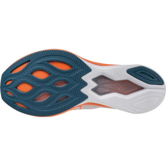 Sepatu Lari Mizuno Wave Rebellion Sonic White Light Orange Blue Ashes J1GC2330 54-7