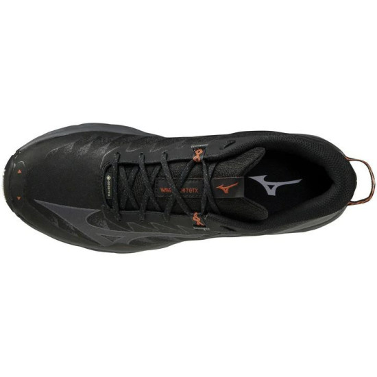 Sepatu Lari Mizuno Wave Daichi 7 GTX Trail Black Iron Gate Mecca Orange J1GJ2256 38-7