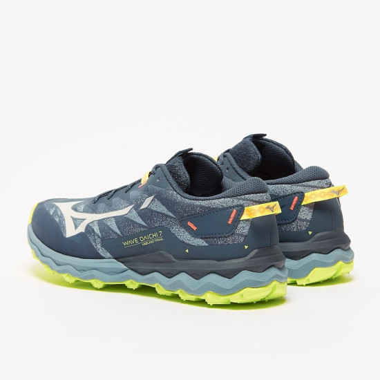 Sepatu Lari Mizuno Wave Daichi 7 Orion Blue Misty Blue Neo Lime J1GJ2271-27