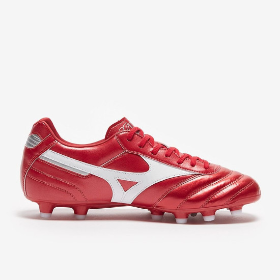 Sepatu Bola Mizuno Morelia II Pro FG High Risk Red White Silver P1GA2213-60