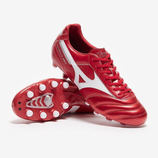 Sepatu Bola Mizuno Morelia II Pro FG High Risk Red White Silver P1GA2213-60