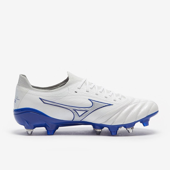 Sepatu Bola Mizuno Morelia Neo III ß Japan SG Pro White Reflex Blue Cool Gray P1GC2290-25