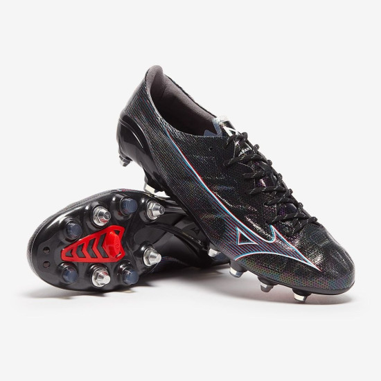 Sepatu Bola Mizuno Alpha Made In Japan SG Mix Black Ignition Red P1GC2360-01