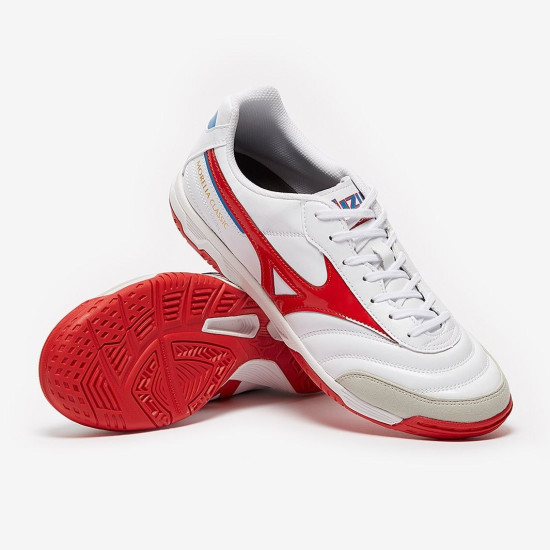 Sepatu Futsal Mizuno Morelia Sala Classic IN White High Risk Red Q1GA2102-62