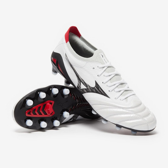 Sepatu Bola Mizuno Morelia Neo IV Beta Made in Japan FG White Black Red P1GA2340-09